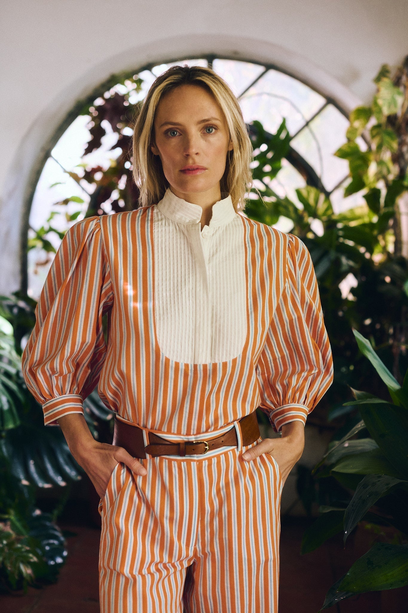 Maria de la Orden | Dimitra Striped Cotton Shirt - Orange-Stripes