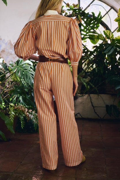 Maria de la Orden | Dimitra Striped Cotton Shirt - Orange-Stripes