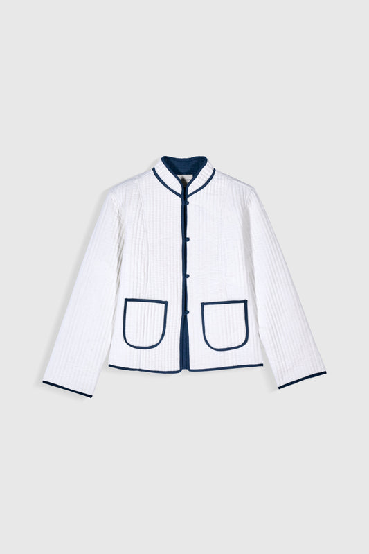 Maria de la Orden | Fittonia Quilted Velvet Jacket - Navy