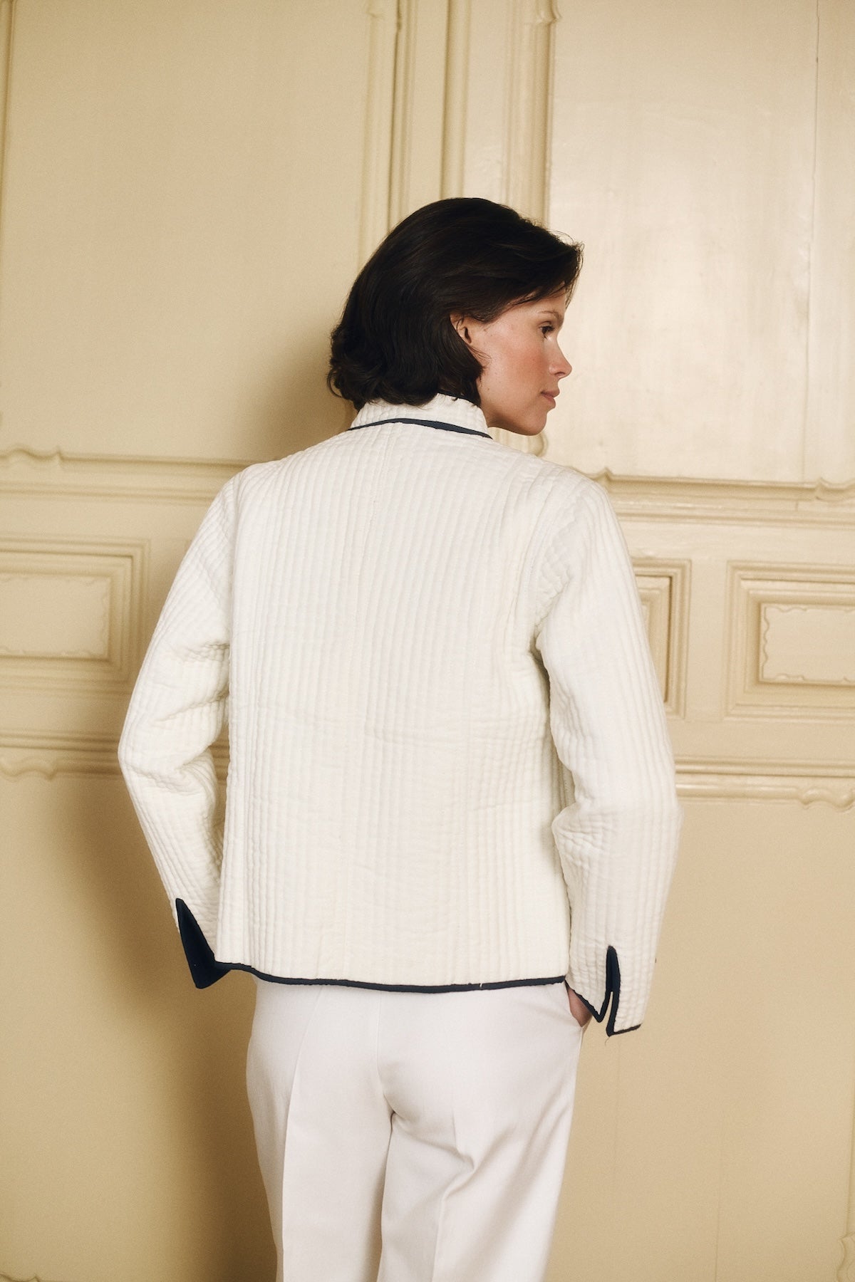 Maria de la Orden | Fittonia Quilted Velvet Jacket - Navy
