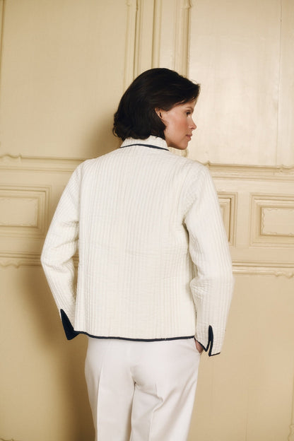 Maria de la Orden | Fittonia Quilted Velvet Jacket - Navy