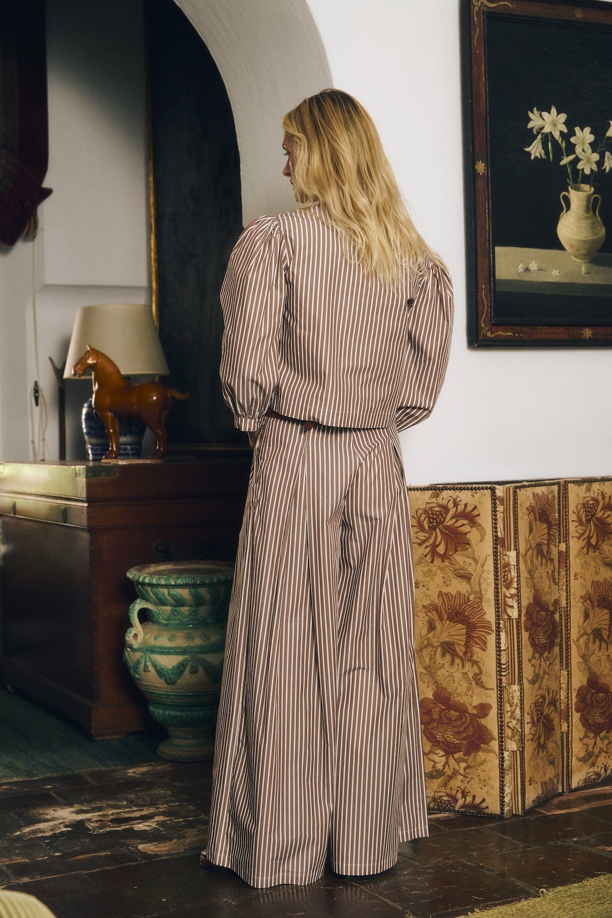 Maria de la Orden | Jiselle Cropped Jacket - Brown Stripe