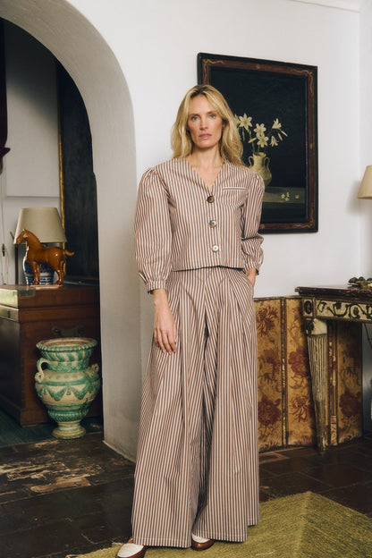 Maria de la Orden | Jiselle Cropped Jacket - Brown Stripe