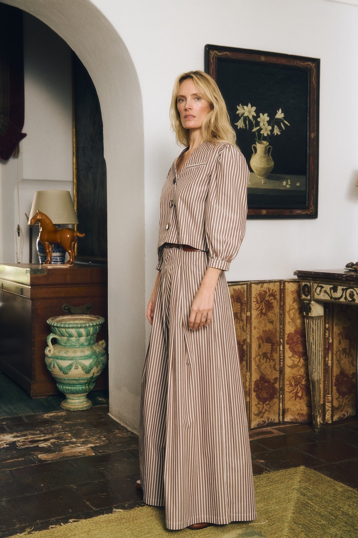 Maria de la Orden | Jiselle Cropped Jacket - Brown Stripe