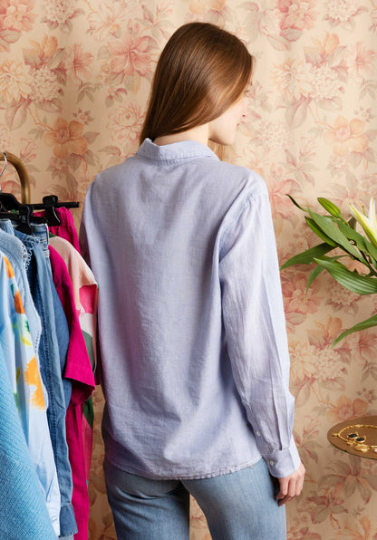 Vanessa Bruno | Striped Cotton Voile Shirt - Boyish Fit Blanc-Bleu