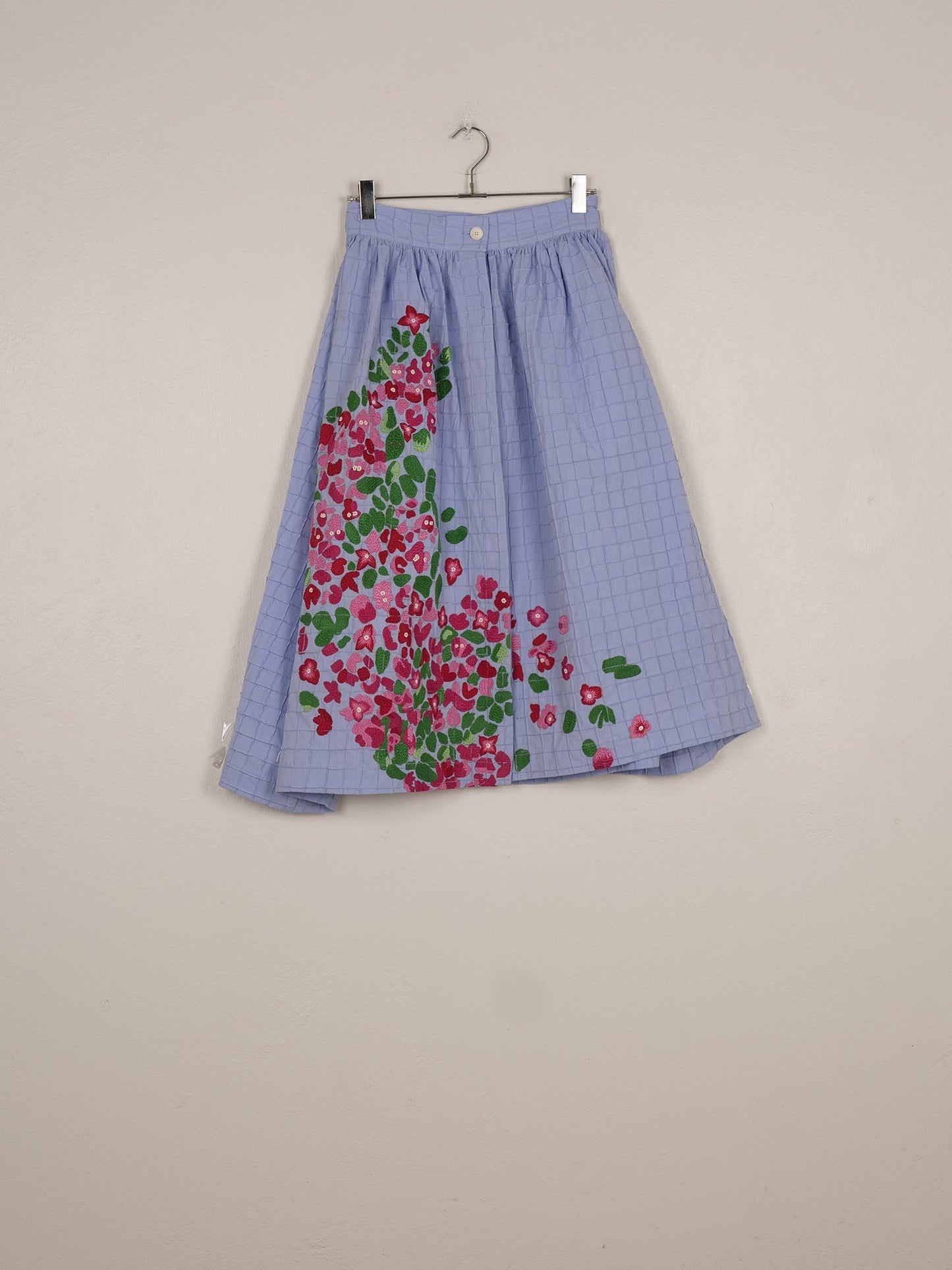 Mii | Mona Embroidered Cotton Skirt - Blue Marl Blue-Chine