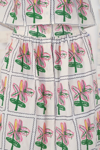 Mii | Mona Embroidered Poplin Skirt Off-White