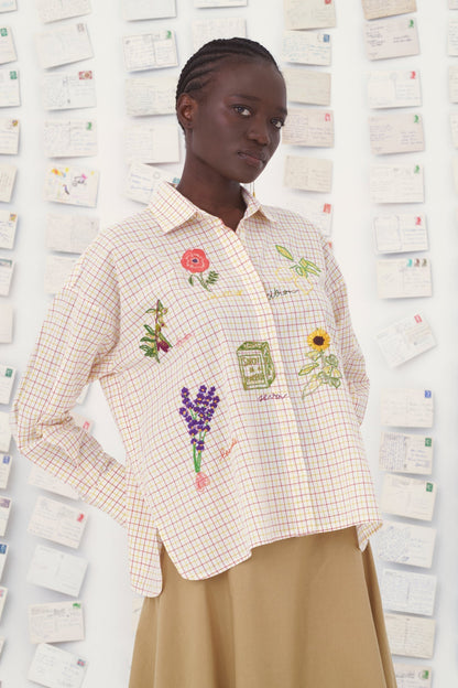 Mii | Greta Marguerite Shirt - Hand-Embroidered Cotton Poplin Multi