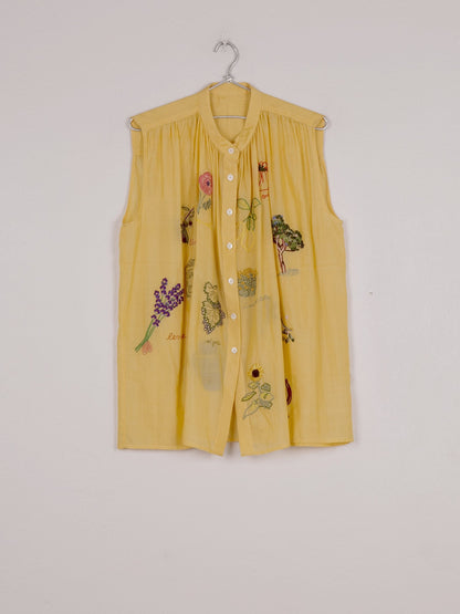 Mii | Iris Sleeveless Shirt - Handwoven Cotton-Silk Abricot