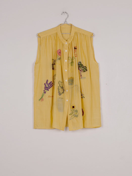 Mii | Iris Sleeveless Shirt - Handwoven Cotton-Silk Abricot