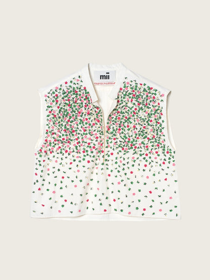 Mii | Gaia Embroidered Top - Red Bougainvillea