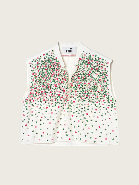 Mii | Gaia Embroidered Top - Red Bougainvillea