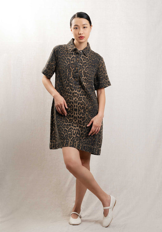Denim Dress Milpa Leopard