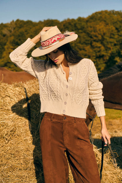 Petite Mendigote | Marcus Fitted Cable Knit Cardigan - Ecru