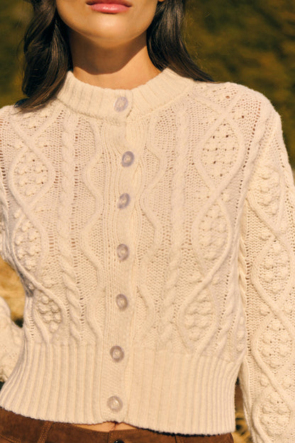 Petite Mendigote | Marcus Fitted Cable Knit Cardigan - Ecru