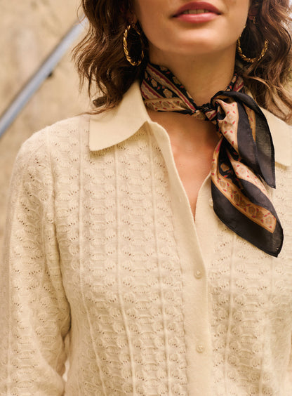 Petite Mendigote | Openwork Wool & Cashmere Cardigan - Ecru
