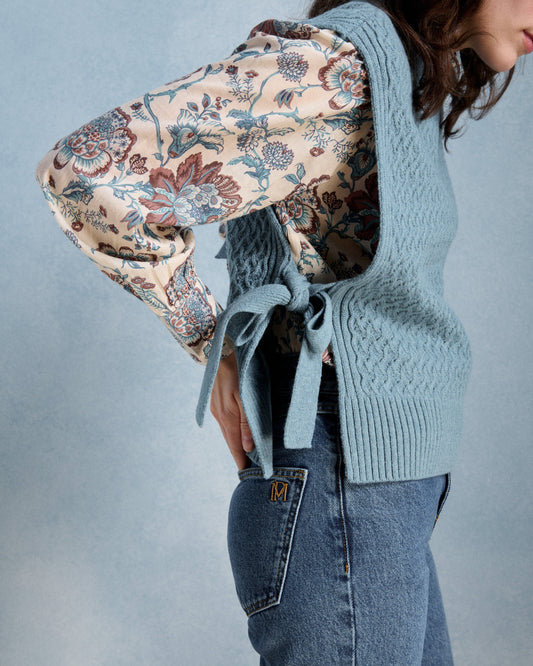 Petite Mendigote | Braided Sleeveless Sweater - Blue