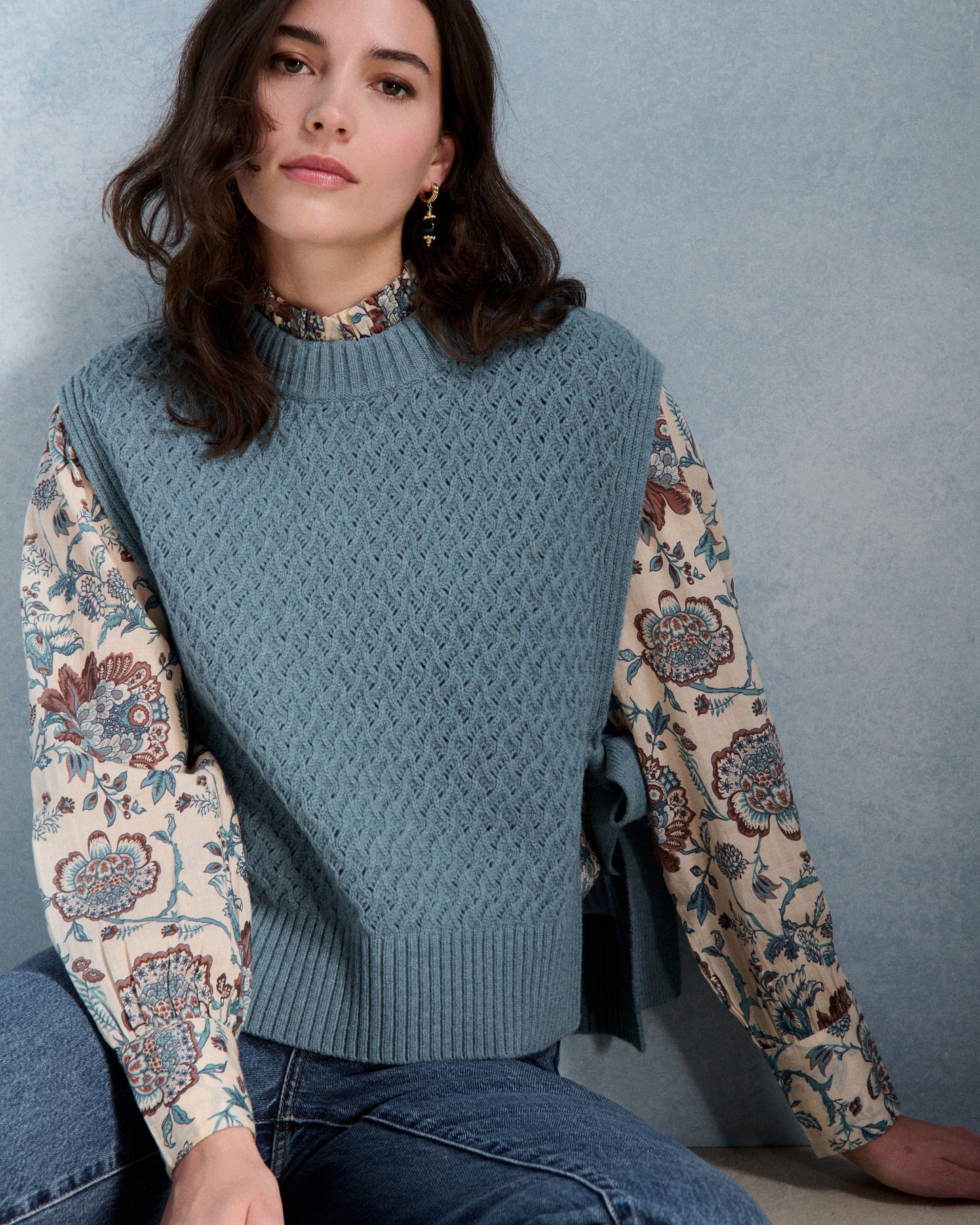 Petite Mendigote | Braided Sleeveless Sweater - Blue