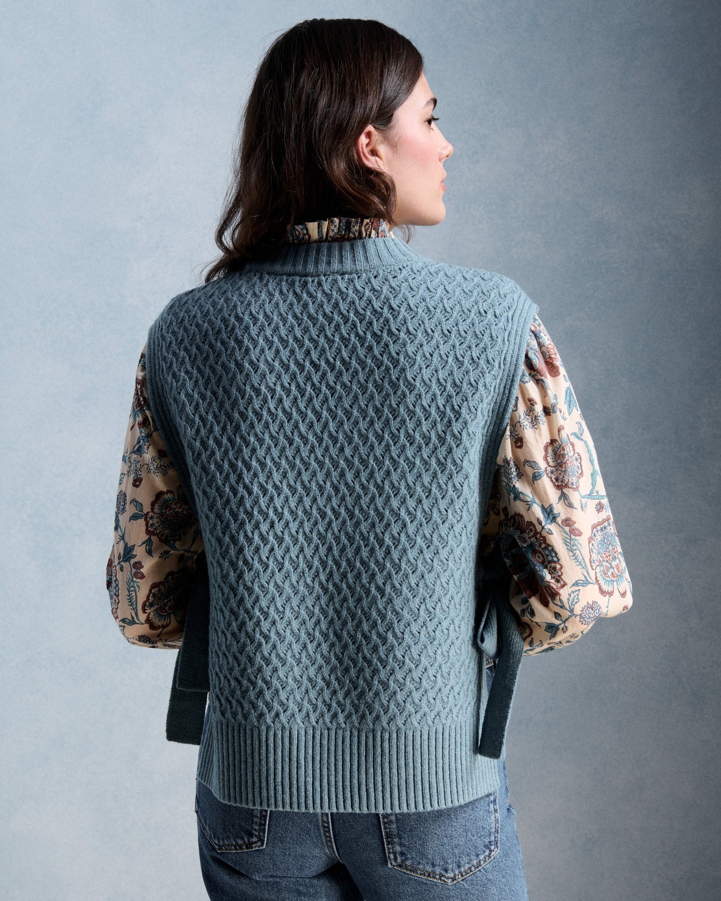 Petite Mendigote | Braided Sleeveless Sweater - Blue