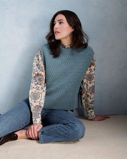 Petite Mendigote | Braided Sleeveless Sweater - Blue