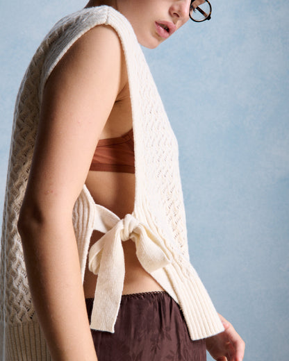 Petite Mendigote | Miyoko Braided Merino Sweater - Ecru