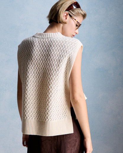 Petite Mendigote | Miyoko Braided Merino Sweater - Ecru
