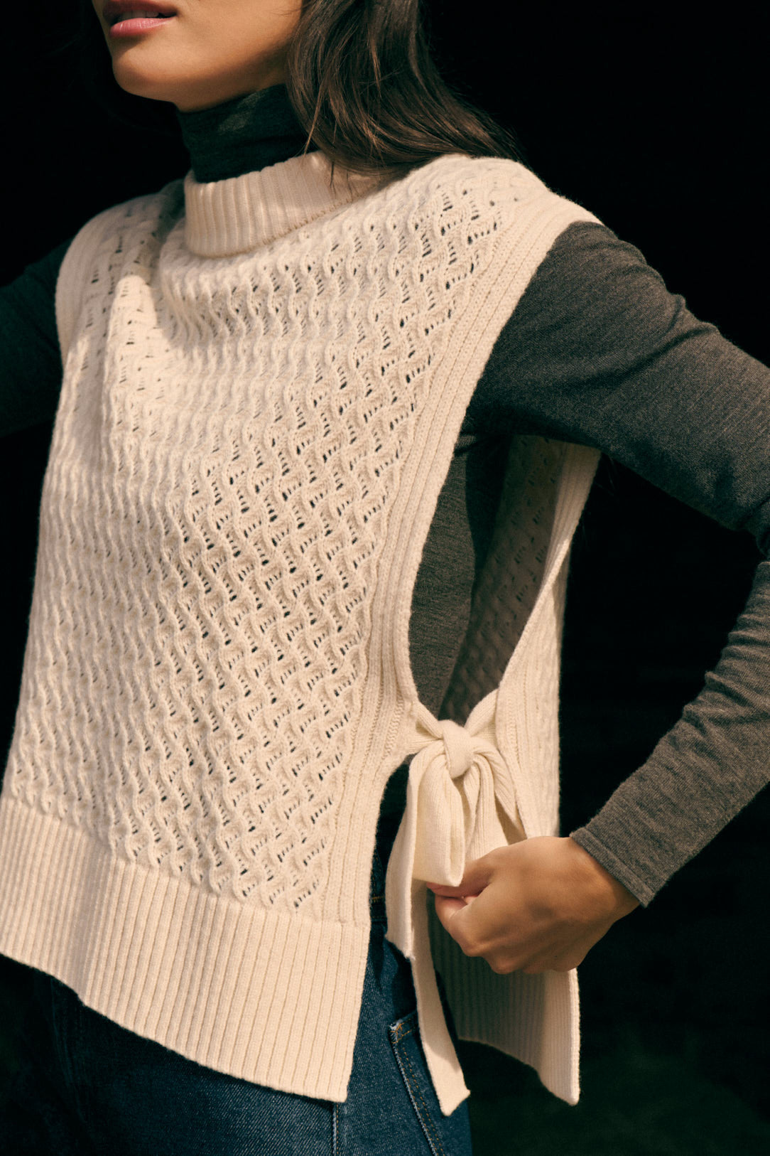 Petite Mendigote | Miyoko Braided Merino Sweater - Ecru