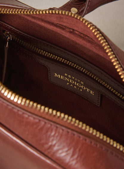 Petite Mendigote | Swan Crossbody Bag - Structured Leather in Brown Brun