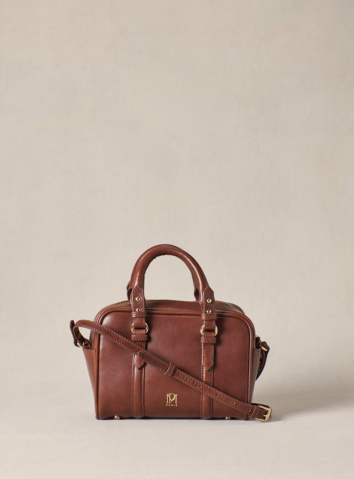 Petite Mendigote | Swan Crossbody Bag - Structured Leather in Brown Brun