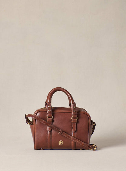 Petite Mendigote | Swan Crossbody Bag - Structured Leather in Brown Brun
