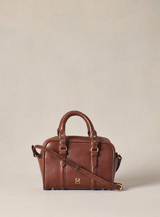 Petite Mendigote | Swan Crossbody Bag - Structured Leather in Brown Brun