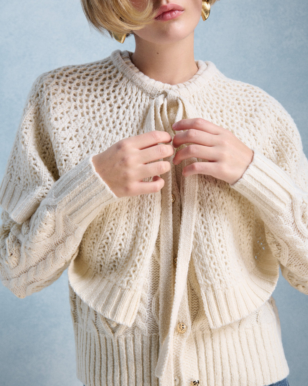 Petite Mendigote | Anna Cape - Ecru Pointelle Knit