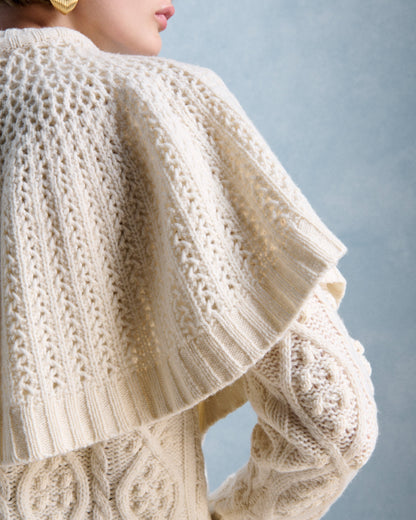 Petite Mendigote | Anna Cape - Ecru Pointelle Knit