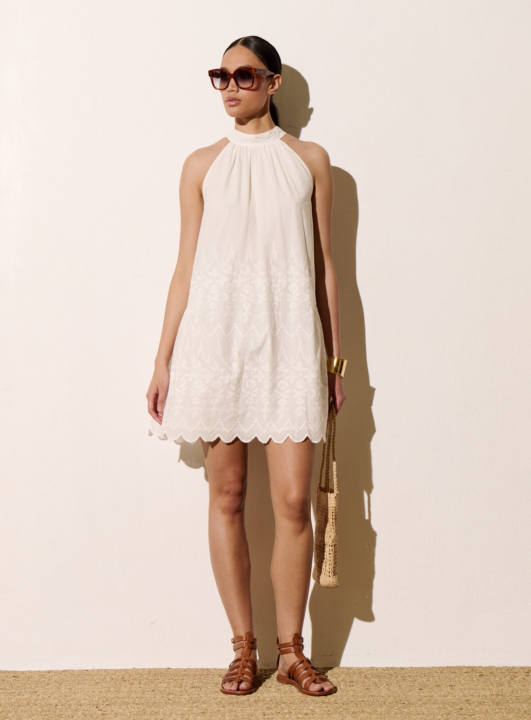 Petite Mendigote | Astrid Brode 126 Ecru Dress - Embroidered Cotton