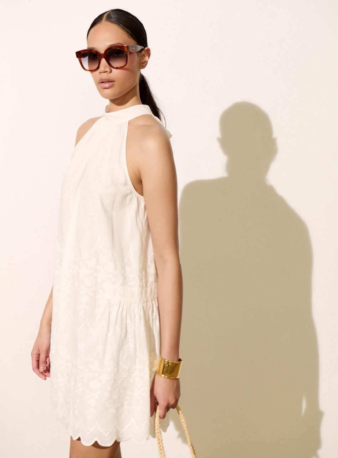 Petite Mendigote | Astrid Brode 126 Ecru Dress - Embroidered Cotton