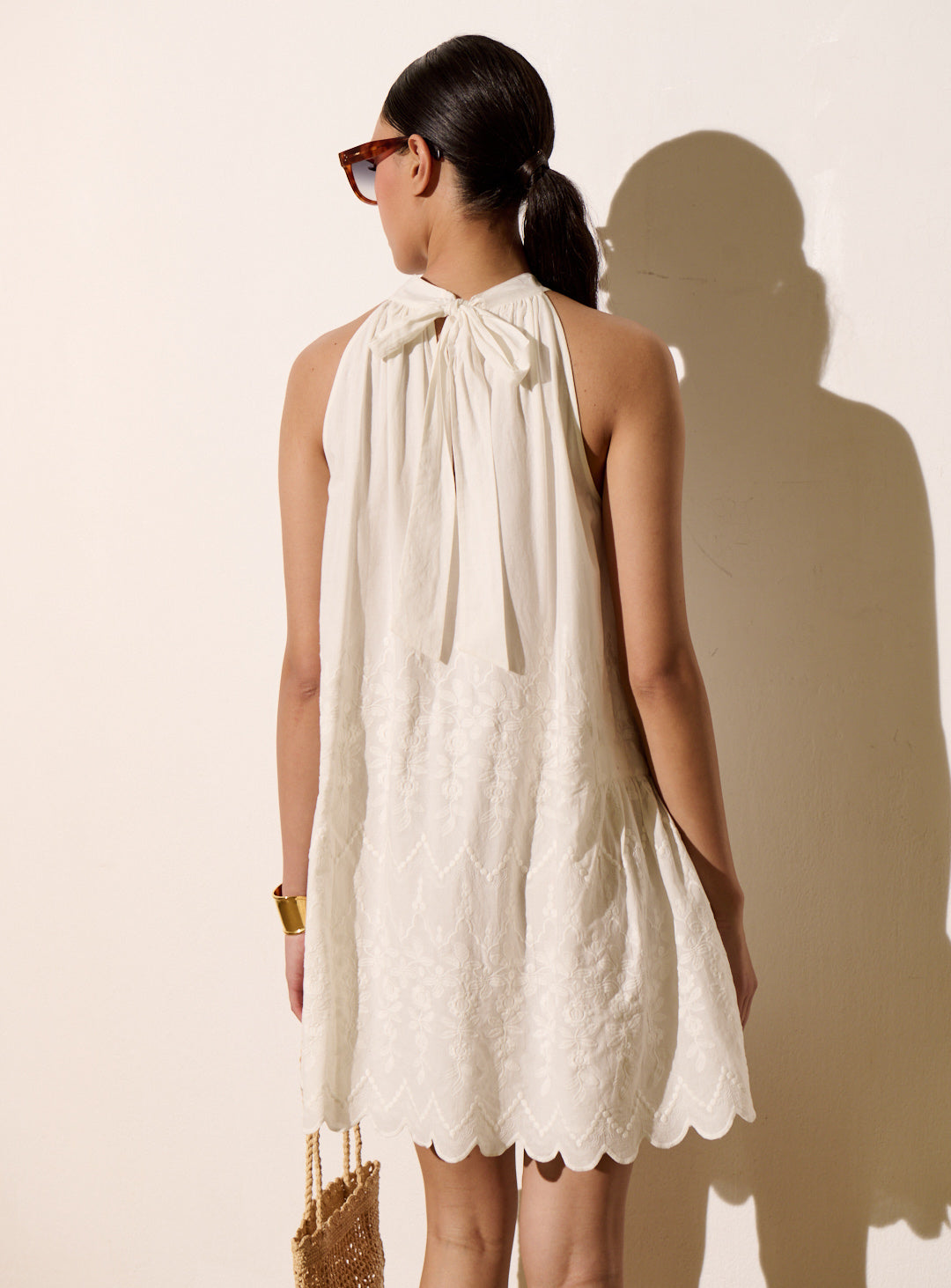 Petite Mendigote | Astrid Brode 126 Ecru Dress - Embroidered Cotton