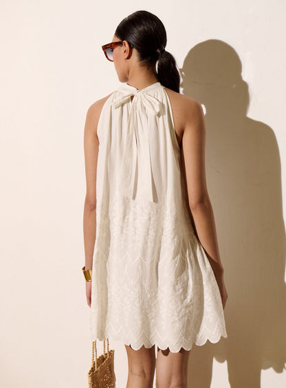 Petite Mendigote | Astrid Brode 126 Ecru Dress - Embroidered Cotton