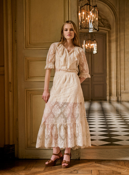 Petite Mendigote | Clara Lace Layer Skirt - Ecru