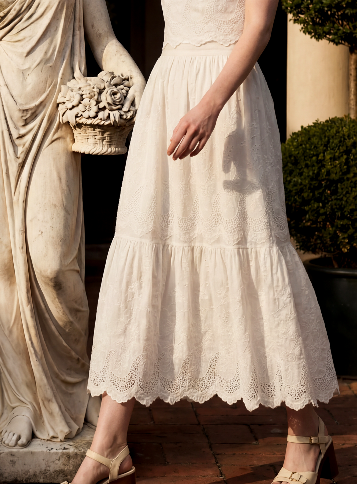 Petite Mendigote | Clemence 126 Flared Midi Skirt - Ecru