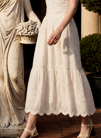 Petite Mendigote | Clemence 126 Flared Midi Skirt - Ecru