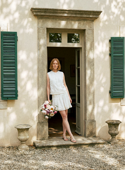 Petite Mendigote | Embroidered Sheer Cotton Blouse - Ecru