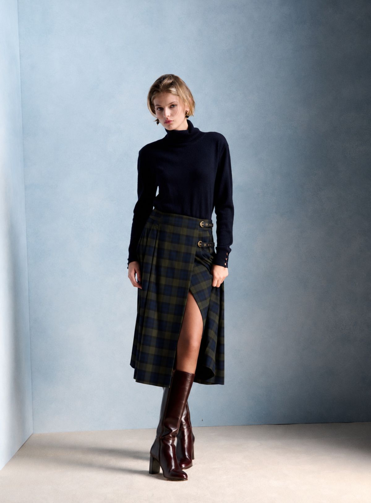 Petite Mendigote | Jake Checks Skirt - Green Tartan