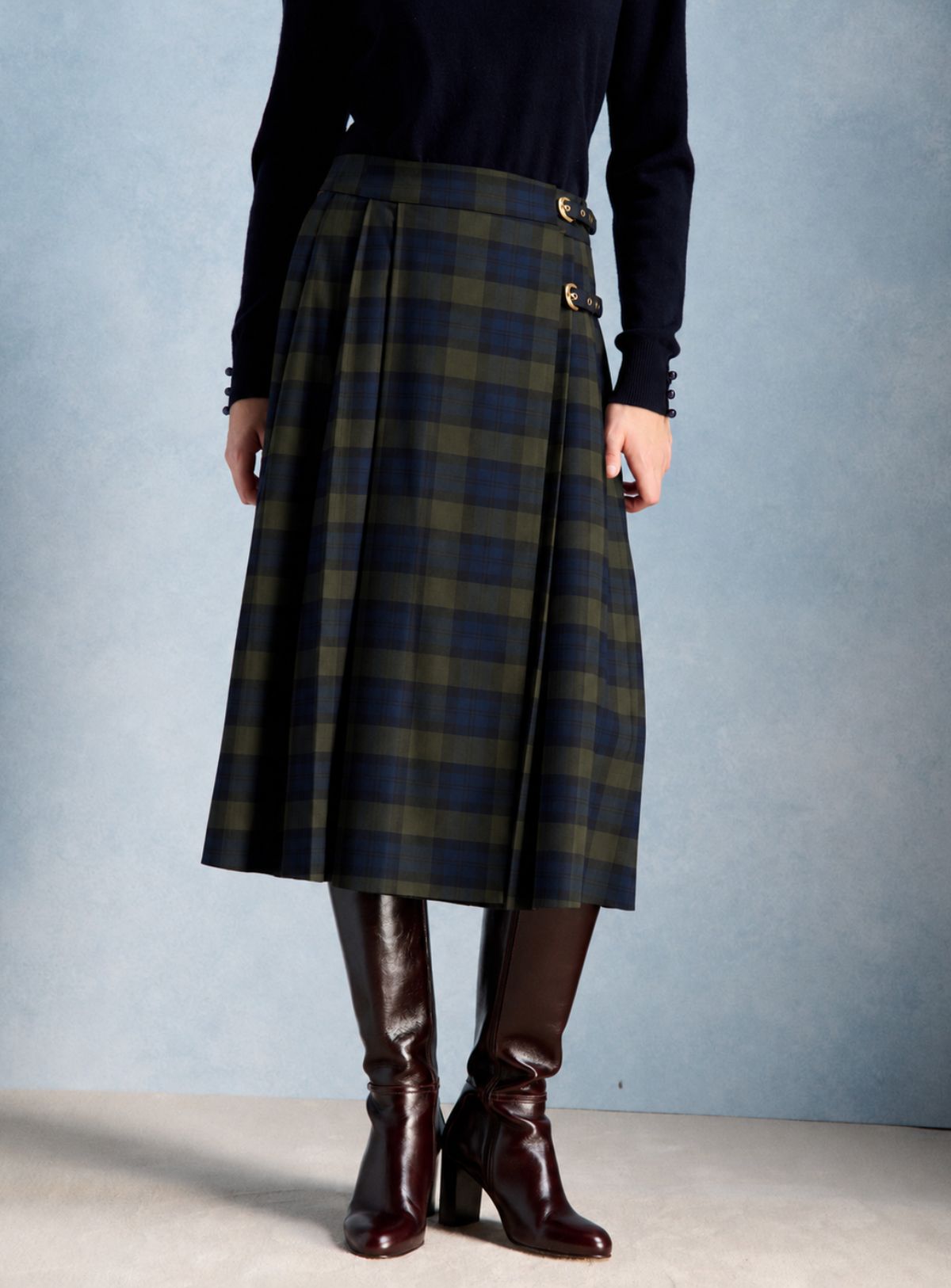 Petite Mendigote | Jake Checks Skirt - Green Tartan