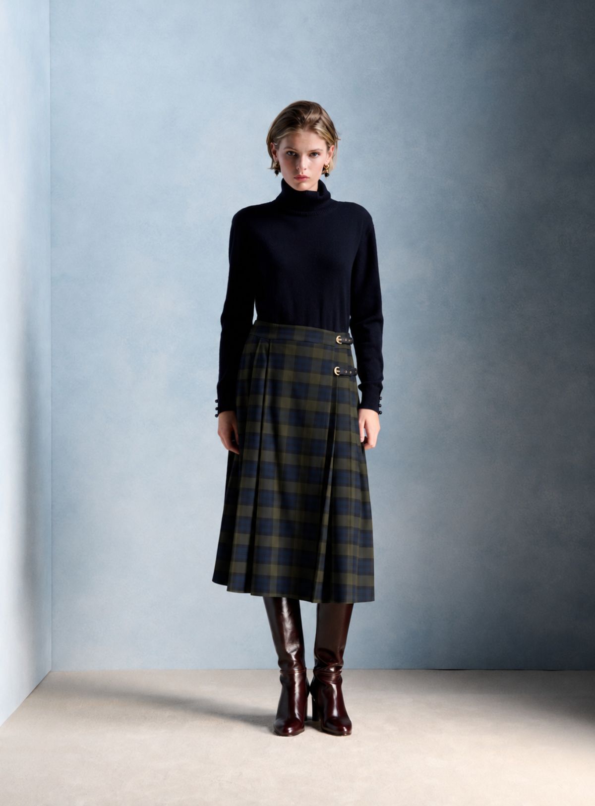 Petite Mendigote | Jake Checks Skirt - Green Tartan