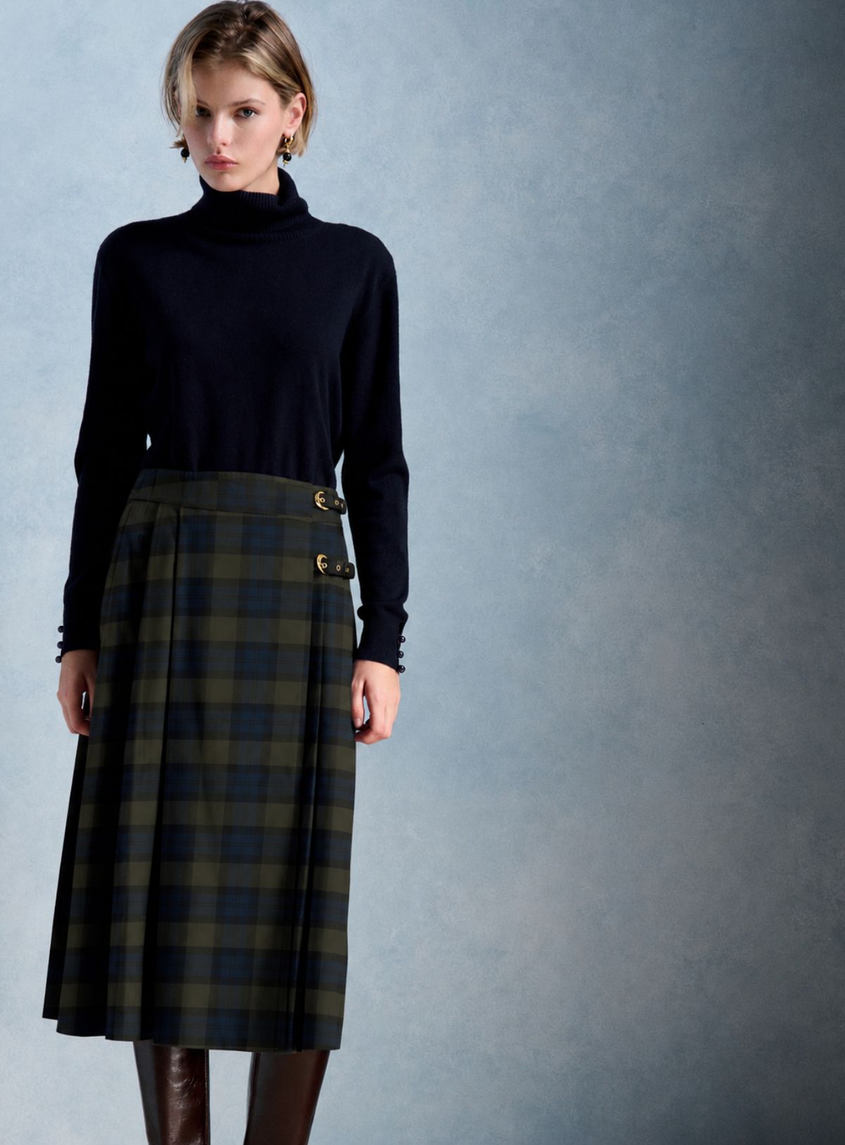 Petite Mendigote | Jake Checks Skirt - Green Tartan