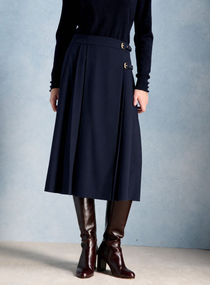 Petite Mendigote | Jake Midi Wrap Skirt - Navy Tartan