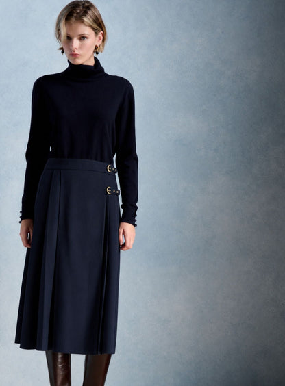 Petite Mendigote | Jake Midi Wrap Skirt - Navy Tartan