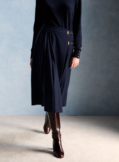 Petite Mendigote | Jake Midi Wrap Skirt - Navy Tartan