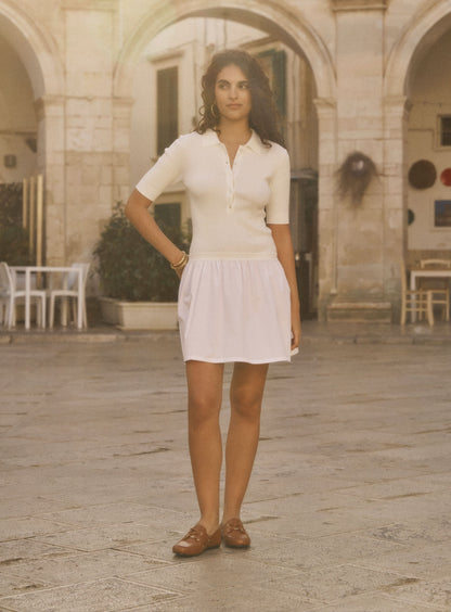 Petite Mendigote | Laurence 126 Two-Tone Knit Dress - Cream