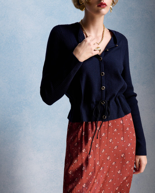 Petite Mendigote | Lea Merino Wool Cardigan - Navy